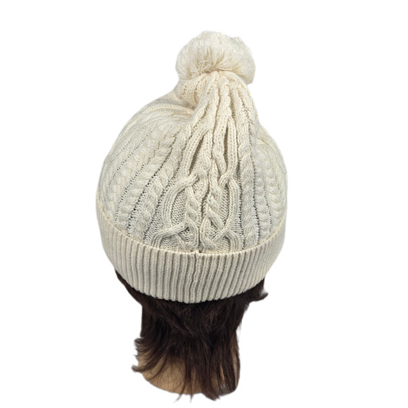 POLO RALPH LAUREN BEAR CABLE‑KNIT WOOL POM BEANIE – CREAM – ONE SIZE main image 5